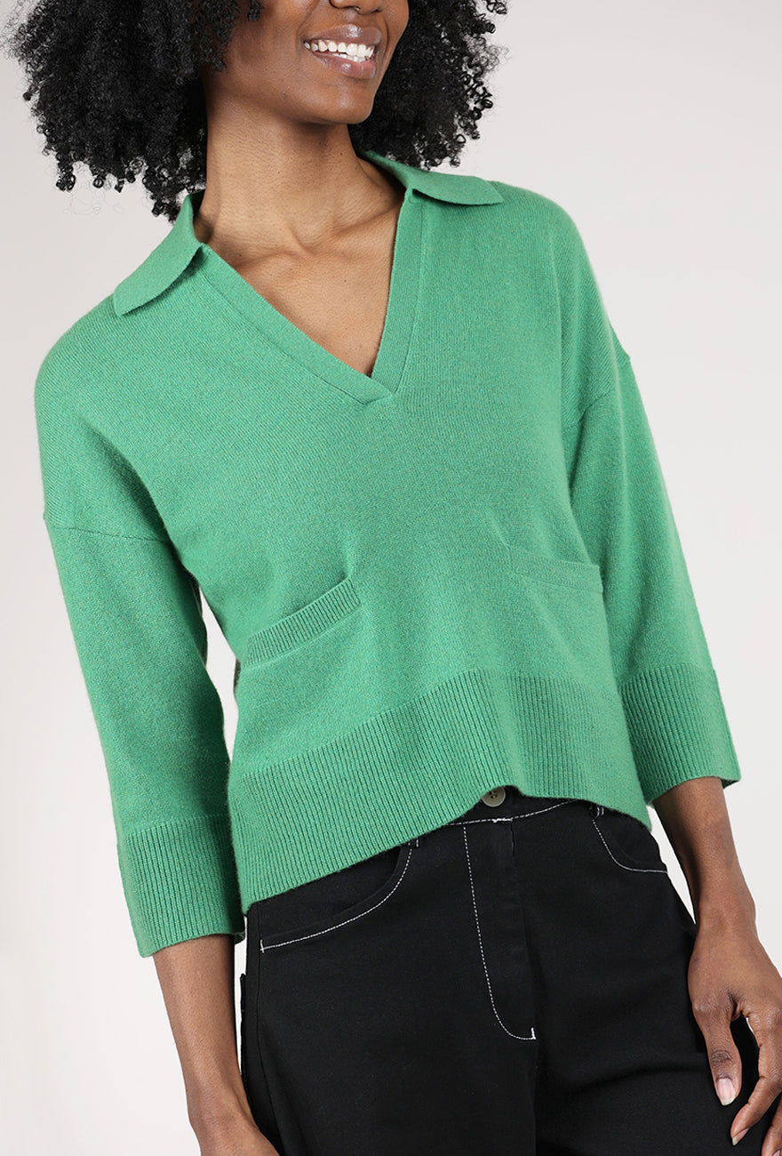 Kinross Cashmere Cashmere Split-Neck Polo, Vine 