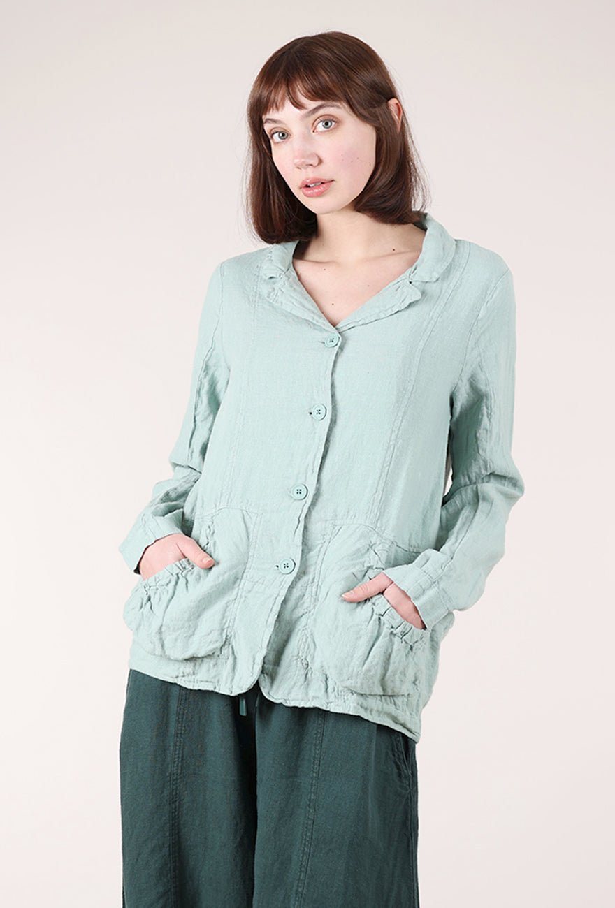 Rundholz Linen Gather Pocket Blazer, Mint 