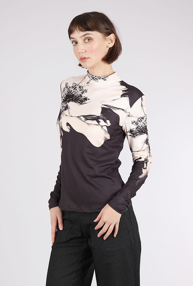 UZ Apparel Keiko Slim Mock Top, White/Black 