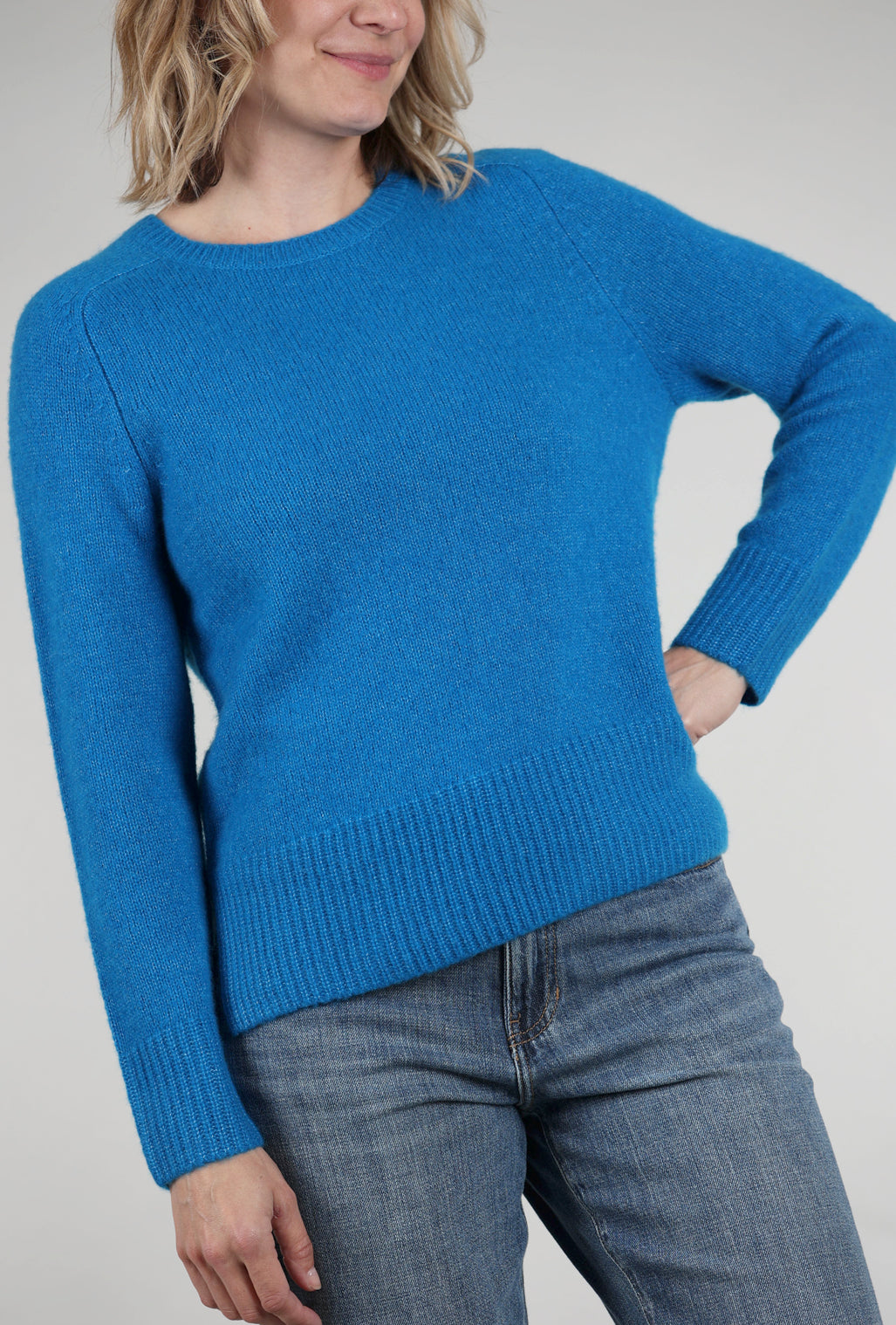 Estheme Cashmere Cashmere-Silk Pullover, Sapphire 