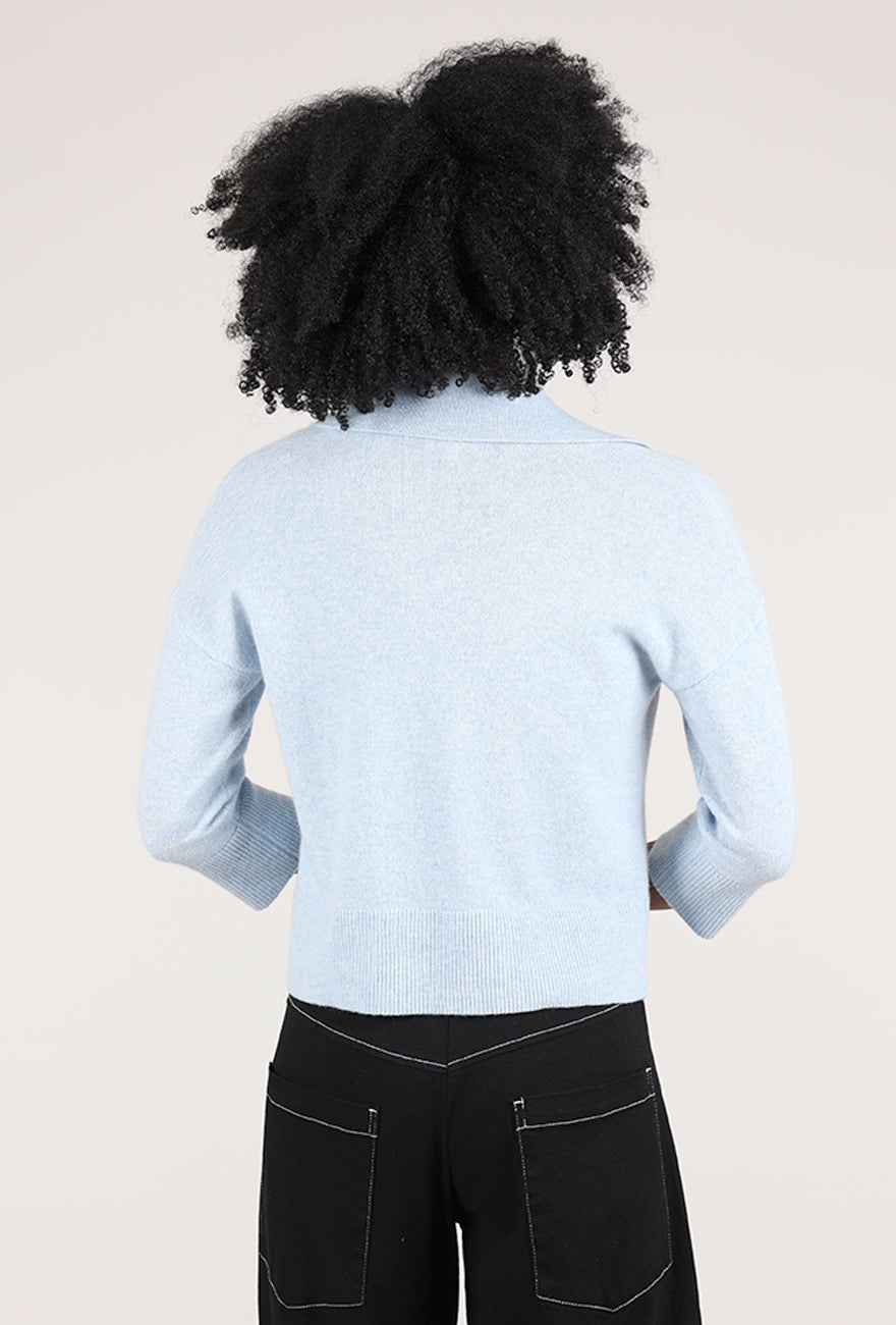 Kinross Cashmere Cashmere Split-Neck Polo, Skyway 