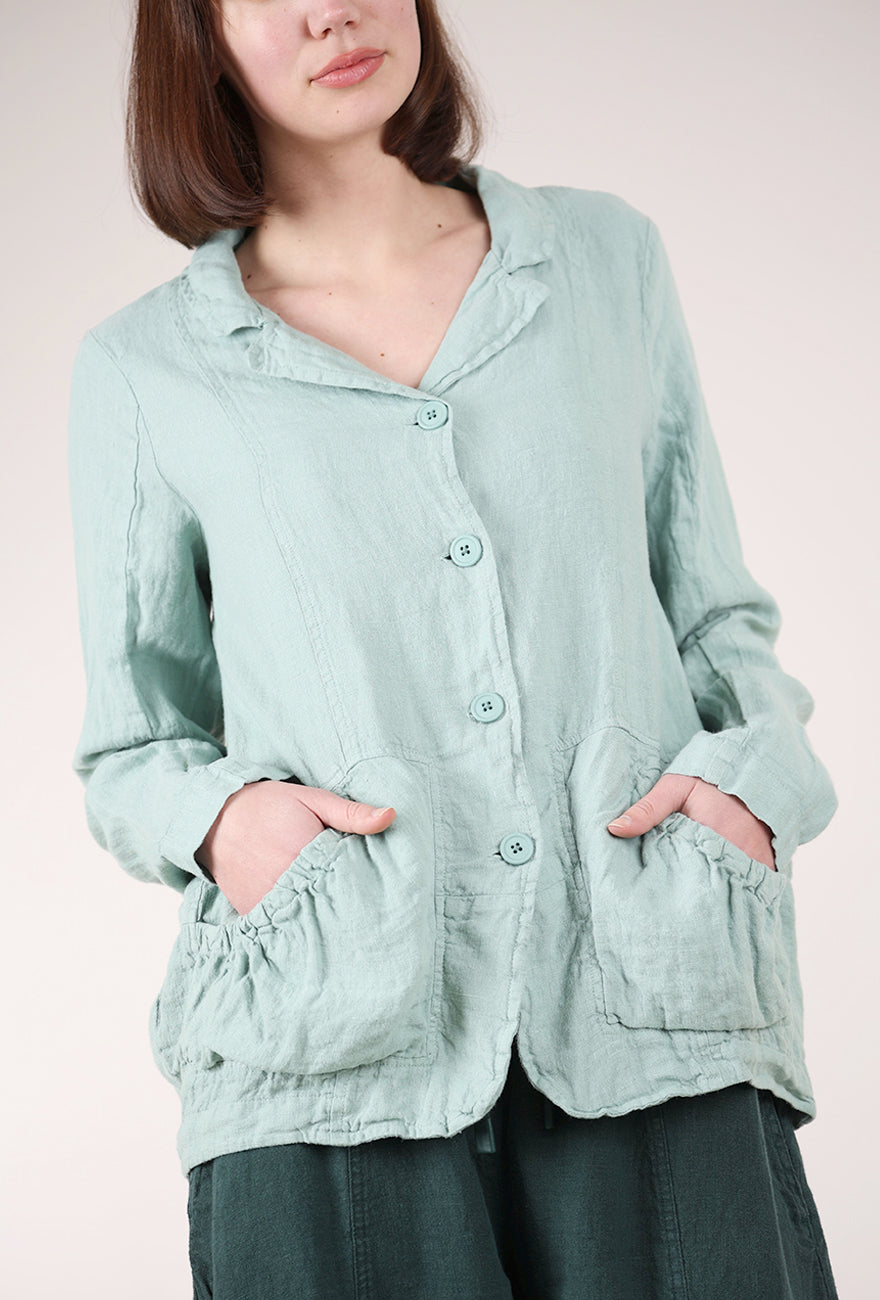 Rundholz Linen Gather Pocket Blazer, Mint 