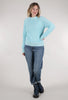 Pure Amici Back Detail Cashmere Crew, Aqua 