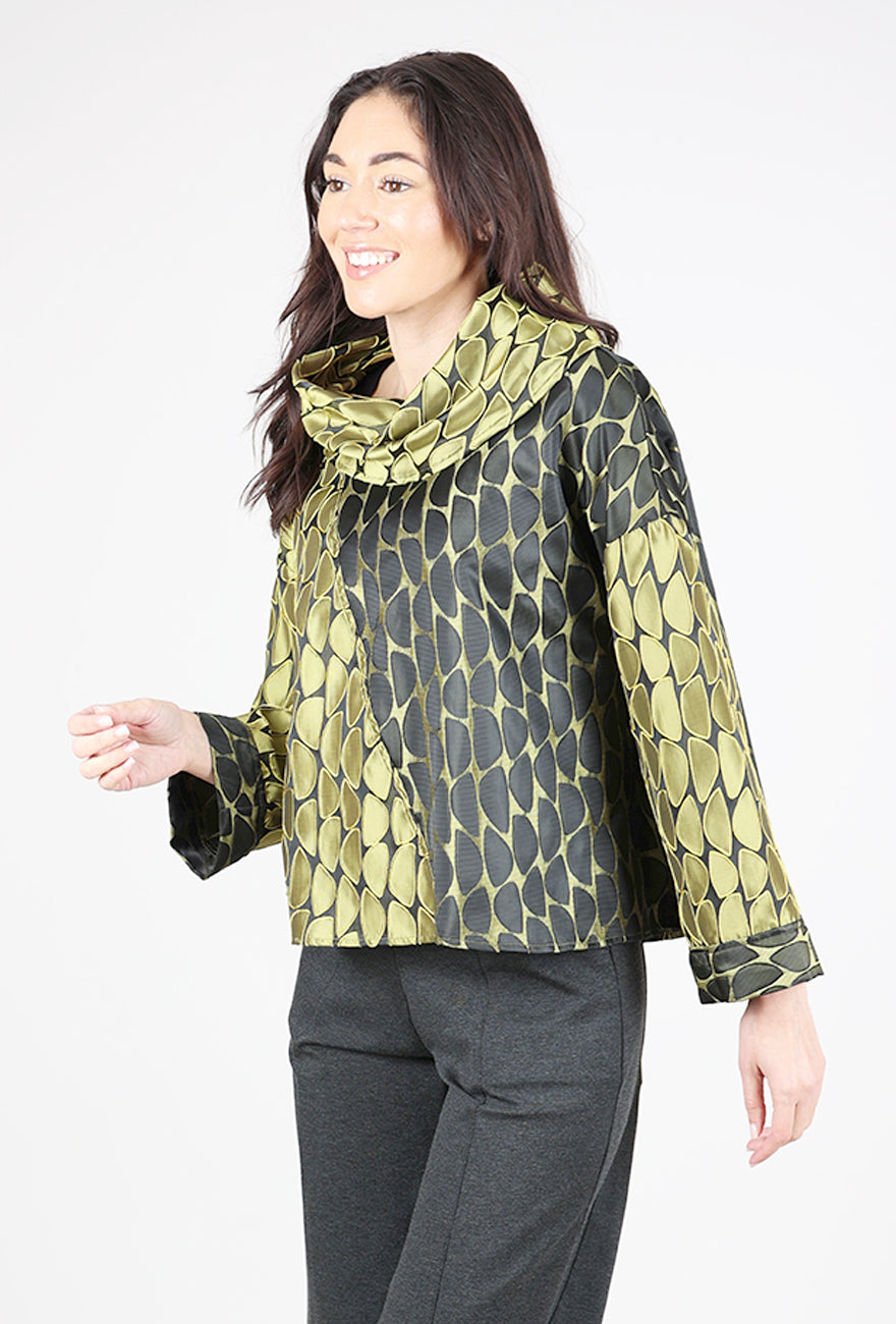 Olivia Night Out Jacquard Crescent Cowl Topper, Moss 