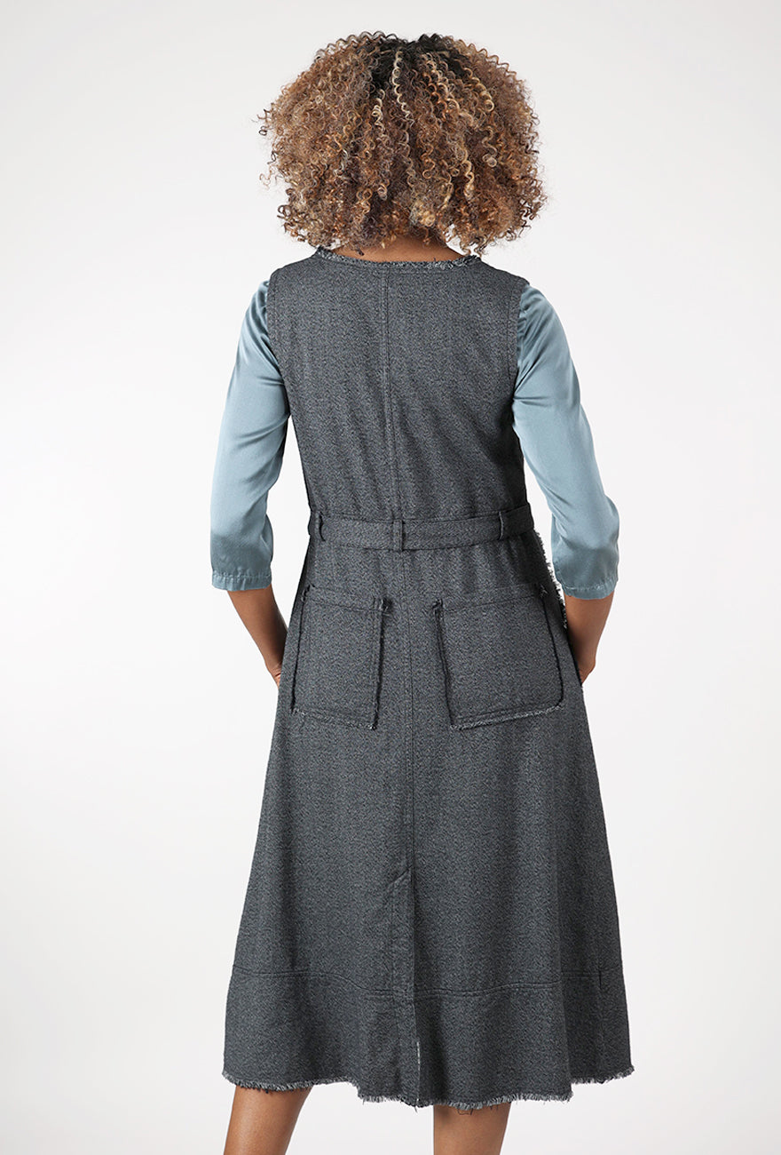 Pinafore Panache Dress, Charcoal Angle 3