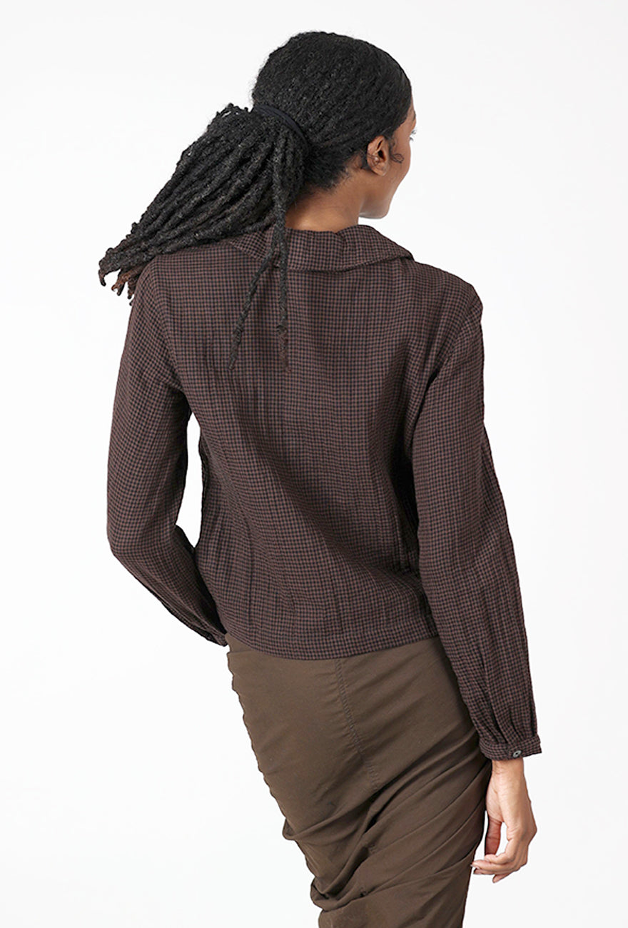 Jolene Shirt, Cocoa Check Angle 3