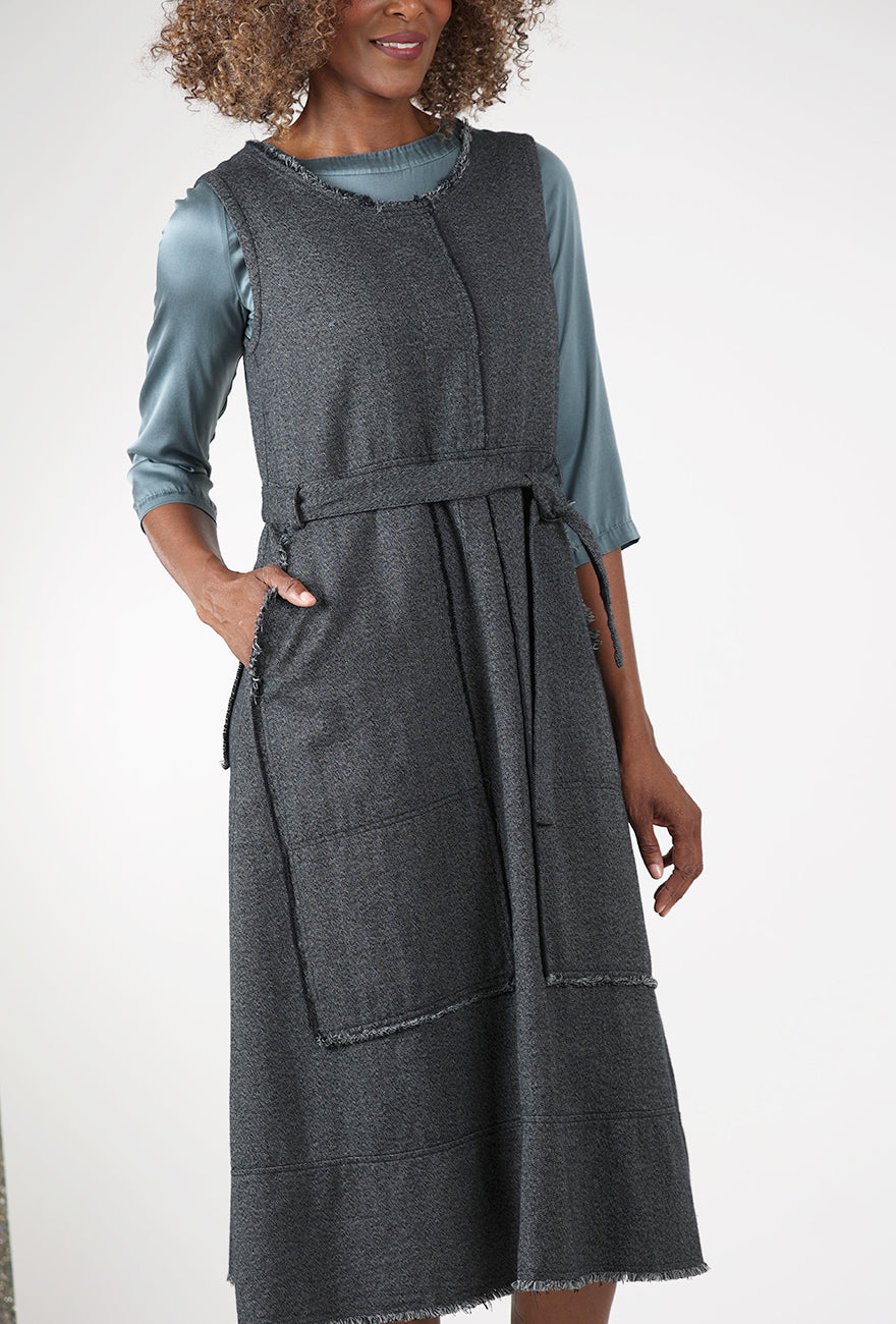Pinafore Panache Dress, Charcoal Angle 4