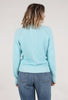 Pure Amici Back Detail Cashmere Crew, Aqua 