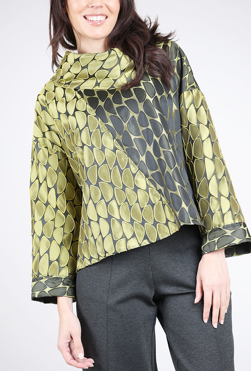 Olivia Night Out Jacquard Crescent Cowl Topper, Moss 