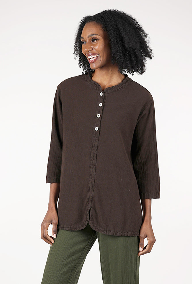 Oh My Gauze Mantra Blouse, Espresso 