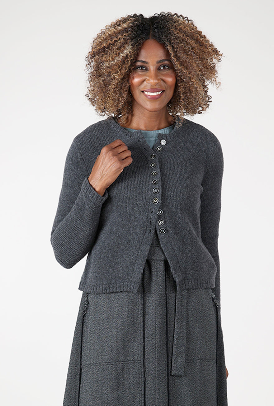 Winsome Buttons Cardie, Charcoal