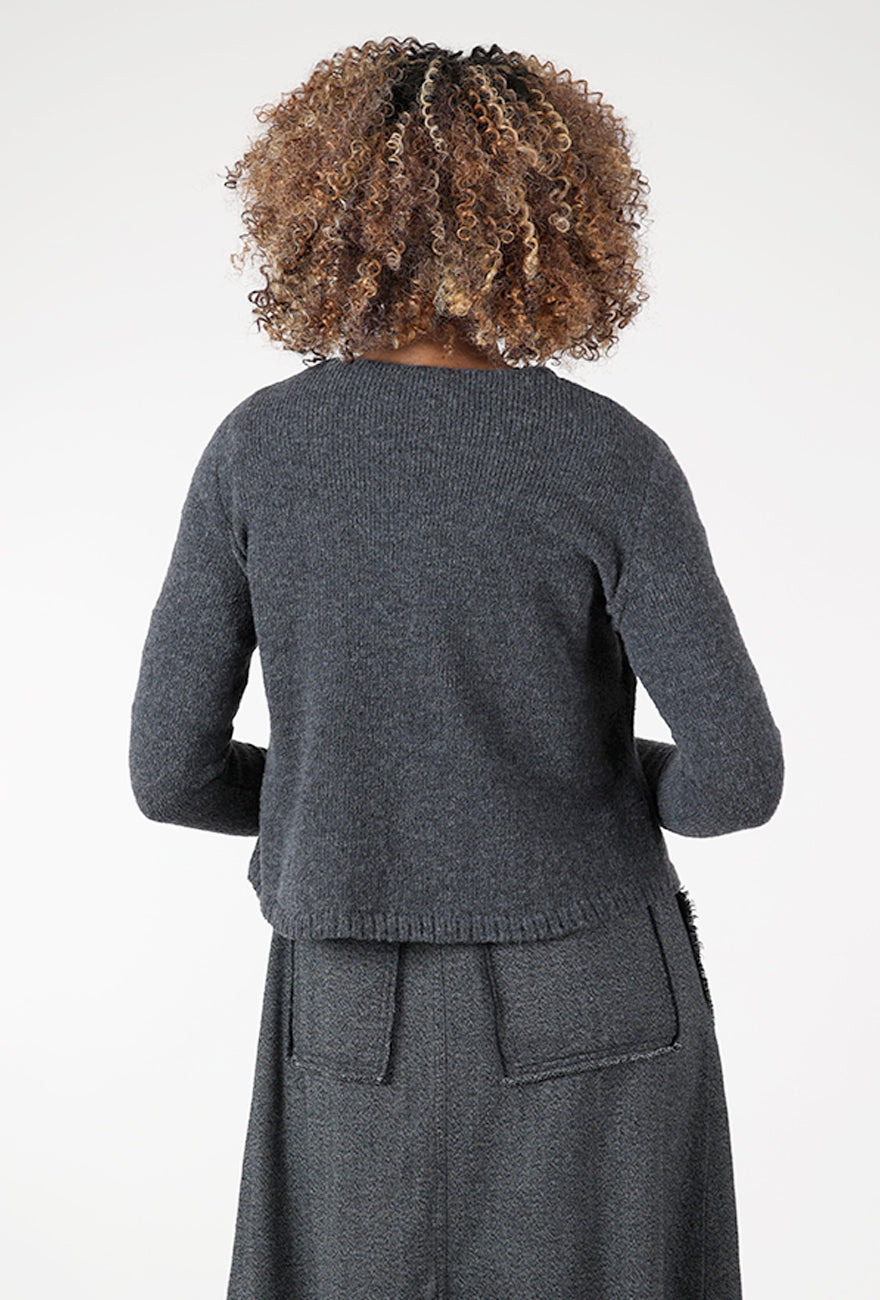 Winsome Buttons Cardie, Charcoal Angle 3