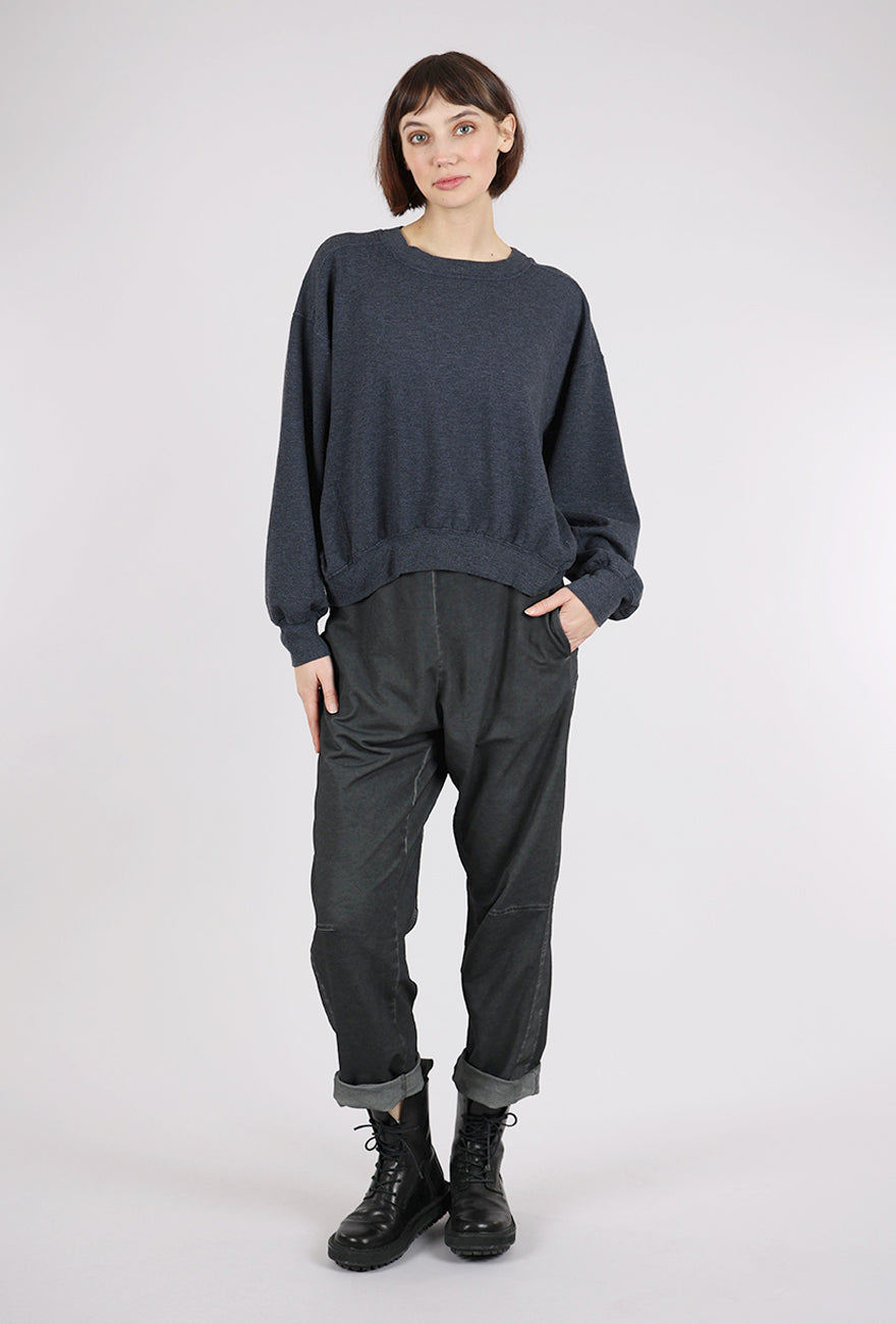 Mododoc Seamed Cropped Sweatshirt, Heather Navy 