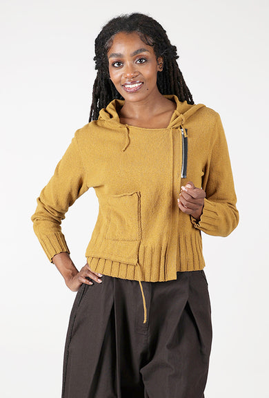 Lurdes Bergada Asym Zip Hoodie, Mustard 