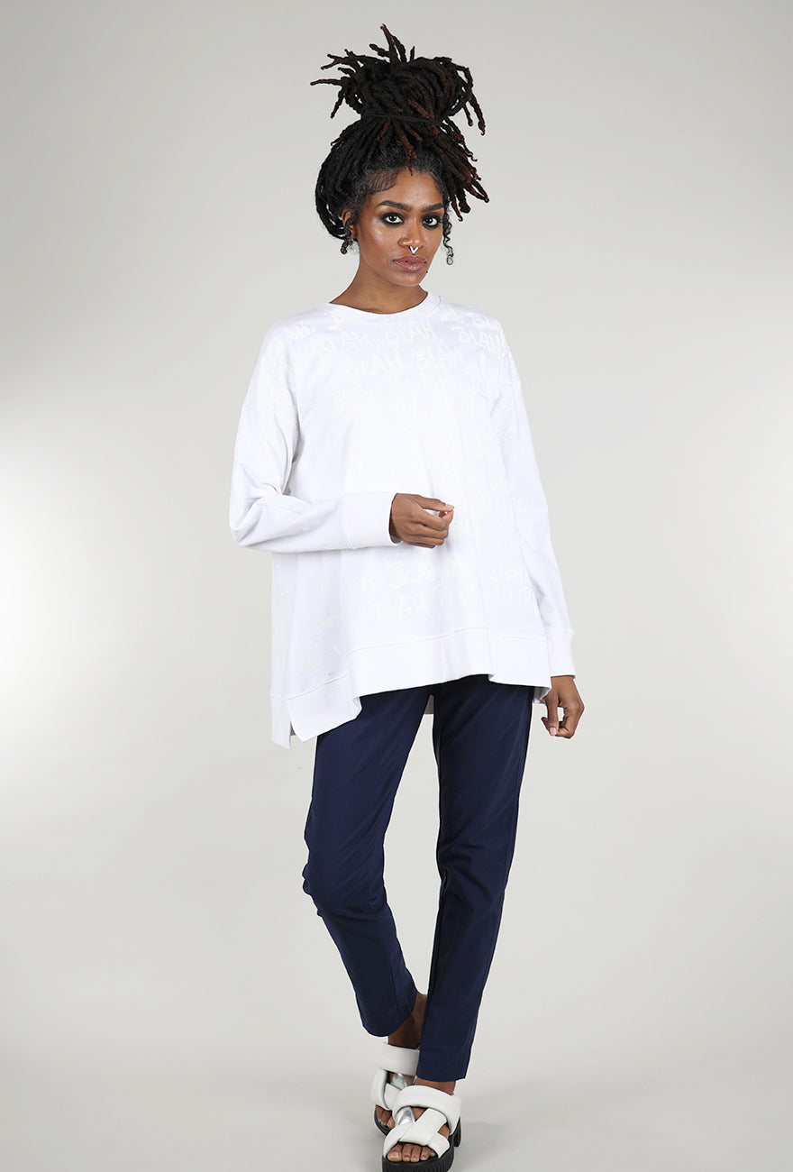 Paper Temples A Top Blah Blah Sweatshirt, White 