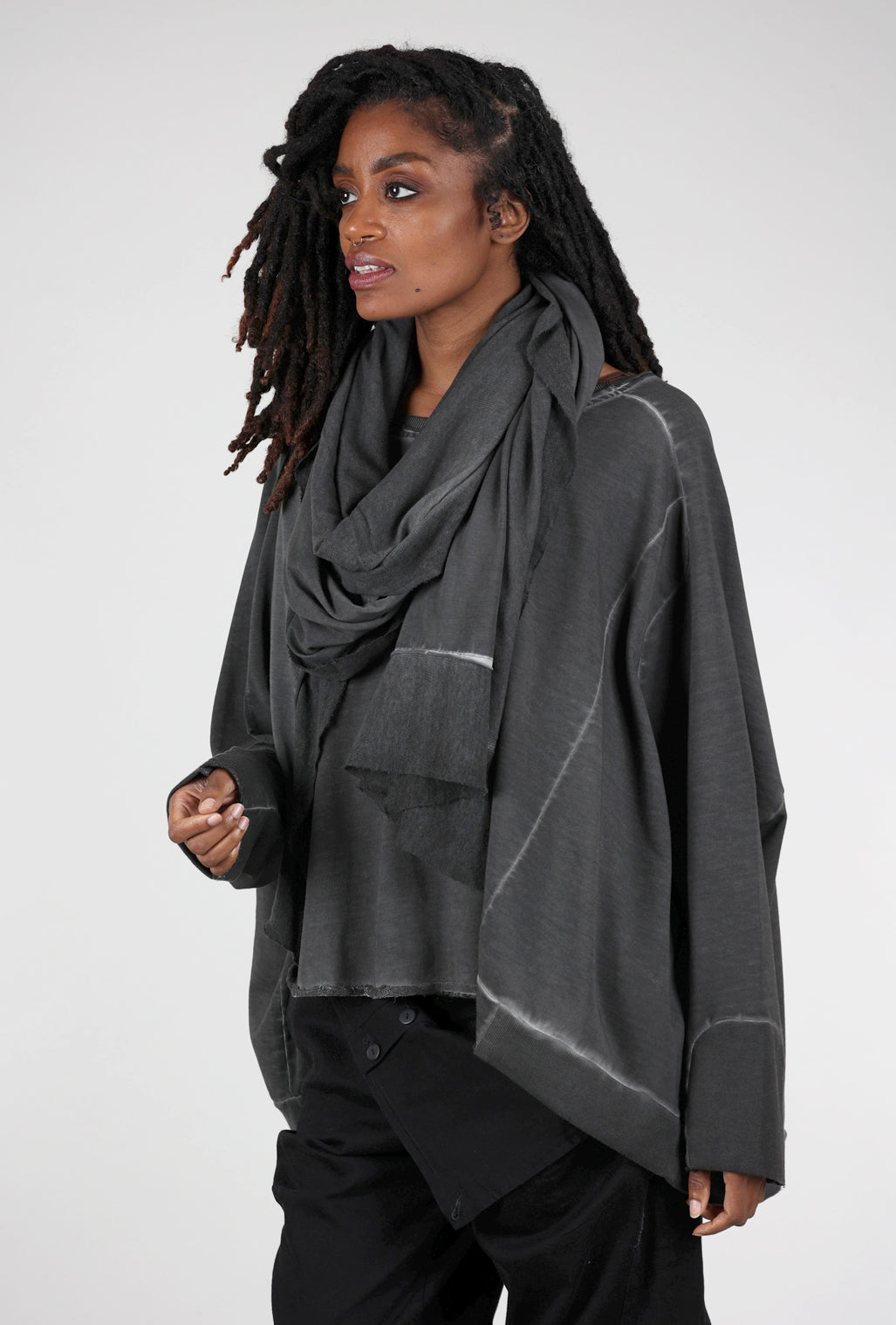 Pluslavie Tulle/Jersey Scarf, Asphalt One Size Asphalt