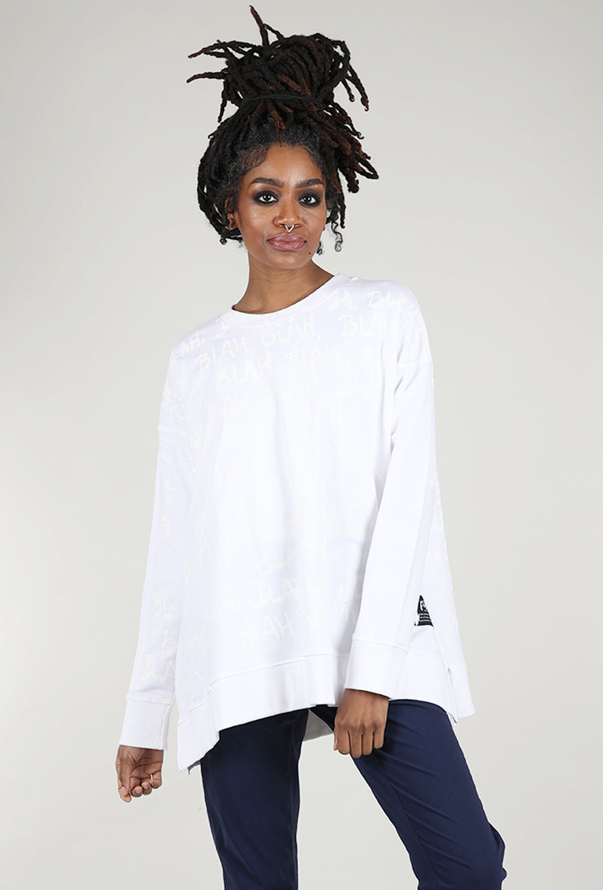 Paper Temples A Top Blah Blah Sweatshirt, White 