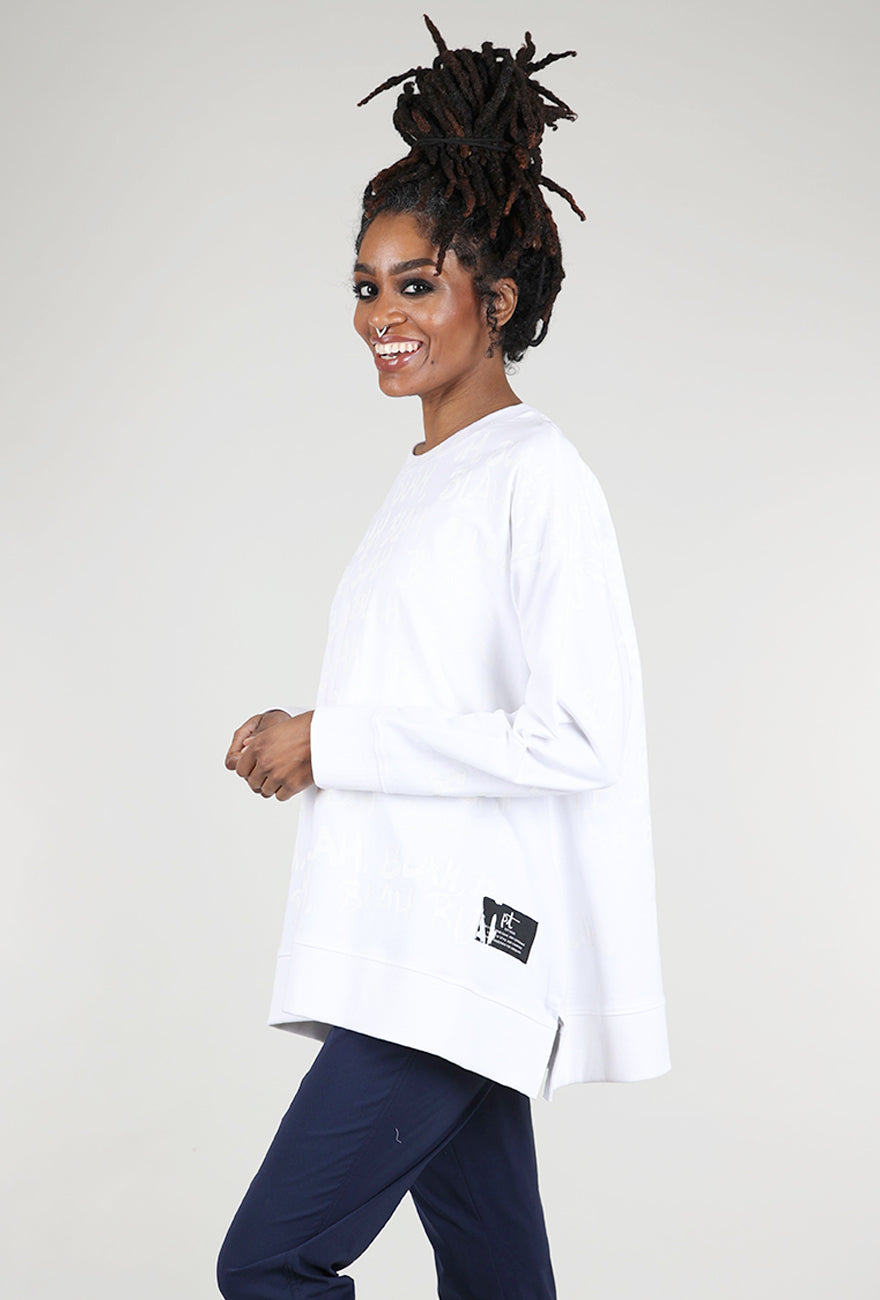 Paper Temples A Top Blah Blah Sweatshirt, White 