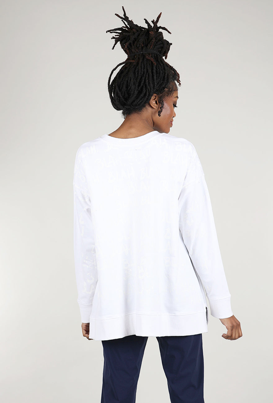 Paper Temples A Top Blah Blah Sweatshirt, White 