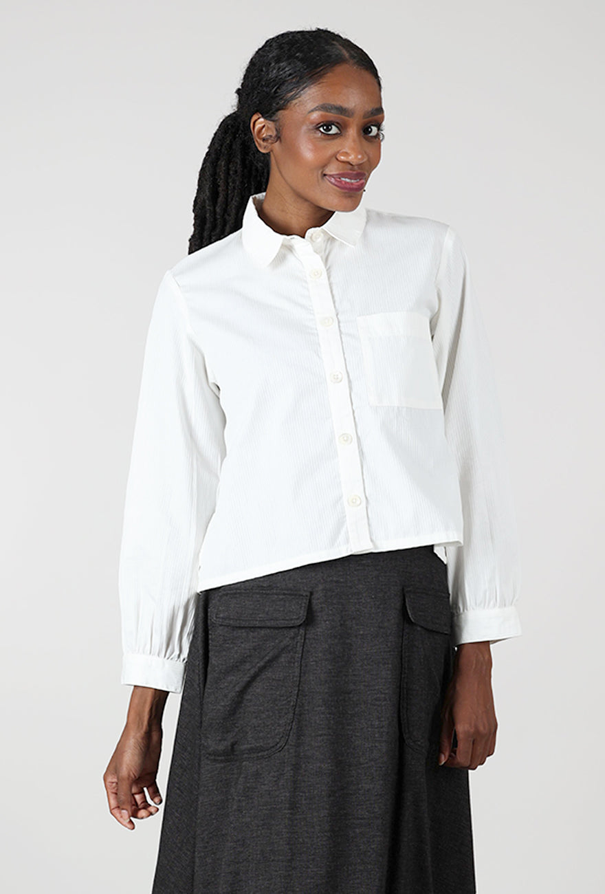 Ada Cropped Blouse, White Stripe