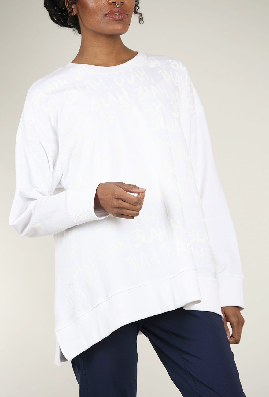 Paper Temples A Top Blah Blah Sweatshirt, White 