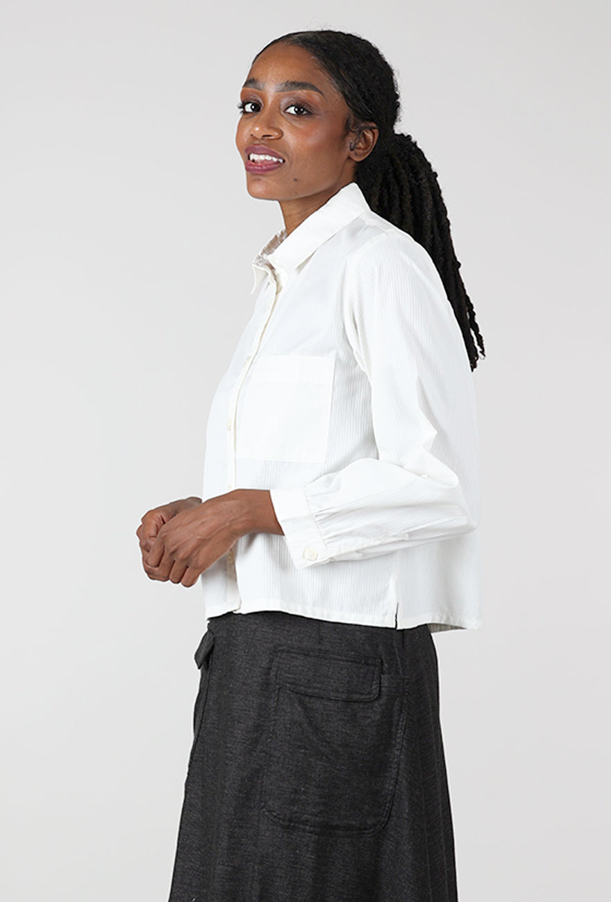 Ada Cropped Blouse, White Stripe