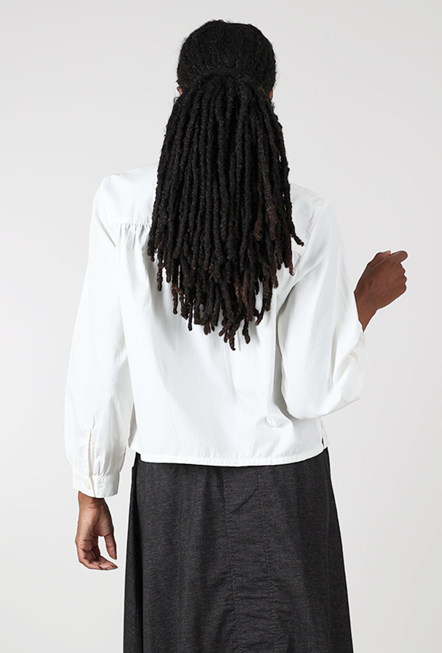 Ada Cropped Blouse, White Stripe