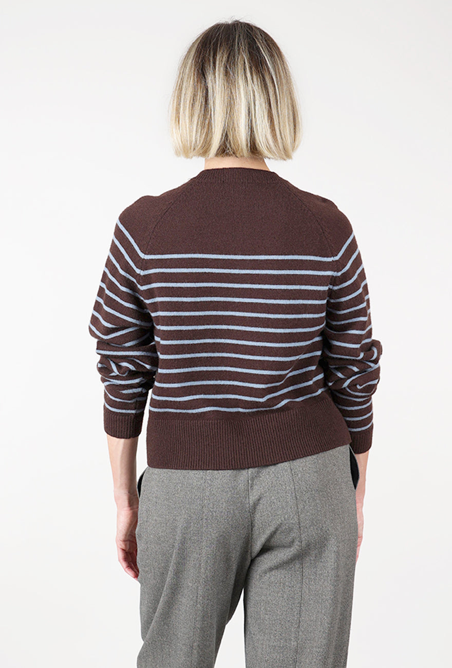 Knit Stripe Henley, Choco Blue
