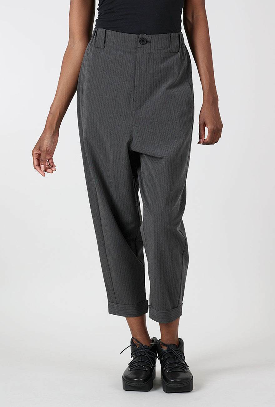Banker Stripe Pants, Charcoal