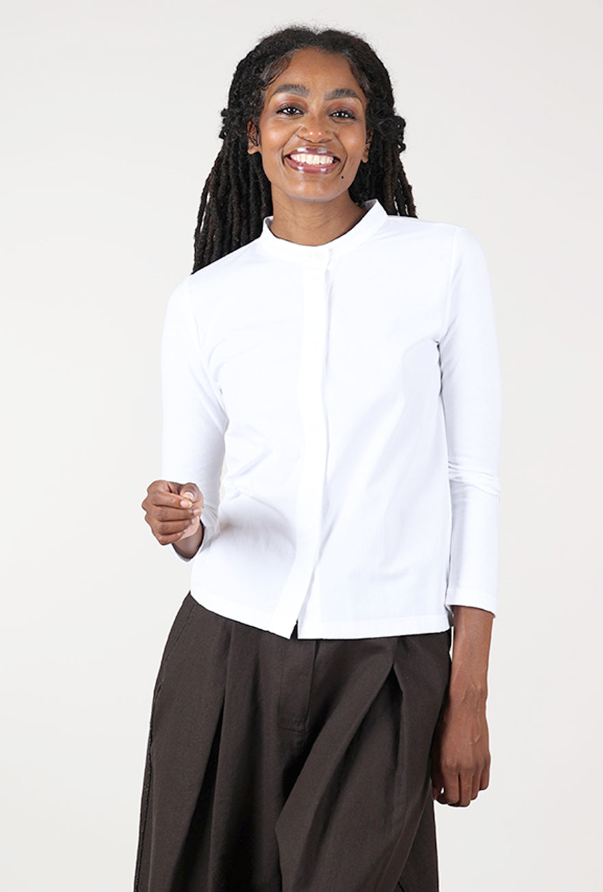 Maisie Poplin/Jersey Shirt, White