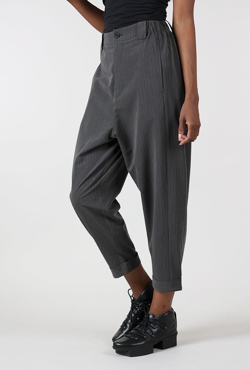 Banker Stripe Pants, Charcoal