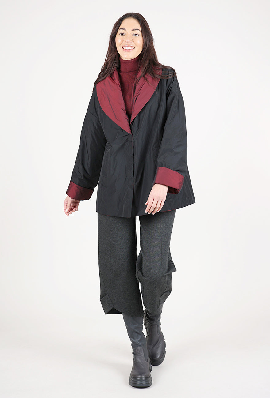 Olivia Two-Tone Taffeta Metropolitan Topper, Chili/Black 