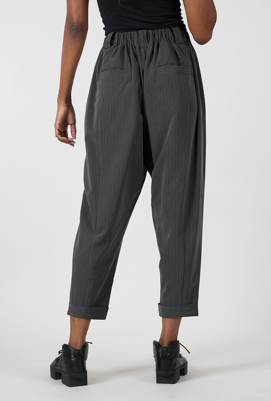 Banker Stripe Pants, Charcoal