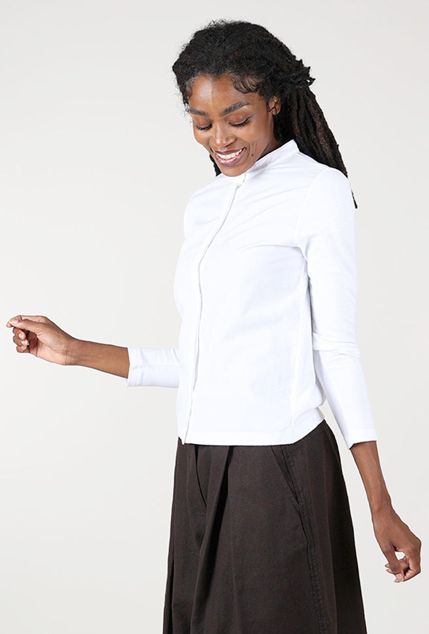 Maisie Poplin/Jersey Shirt, White