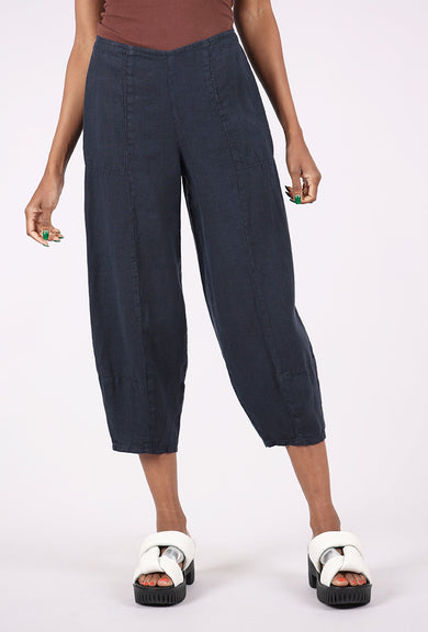 Fenini Linen Lantern Crop Pant, Ink 