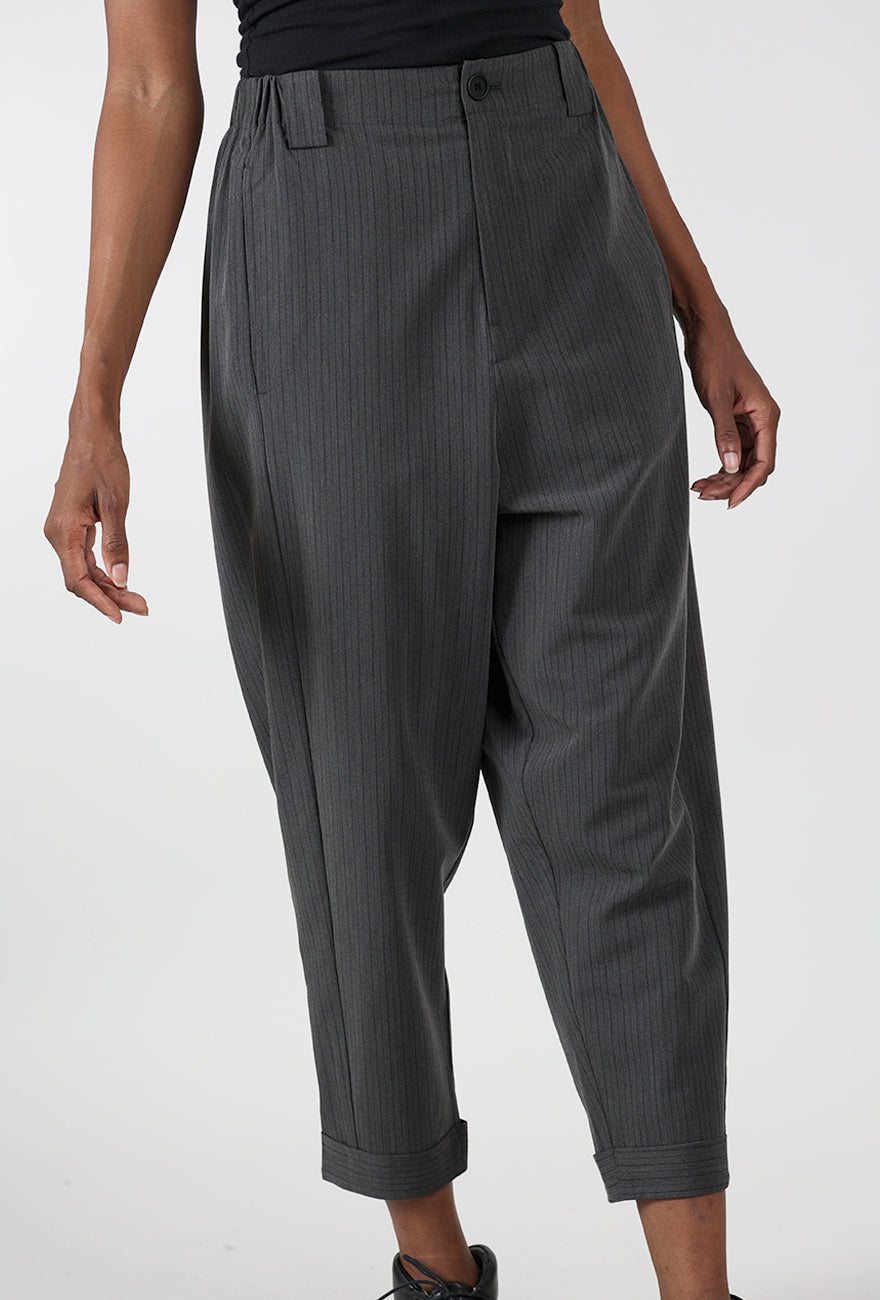 Banker Stripe Pants, Charcoal