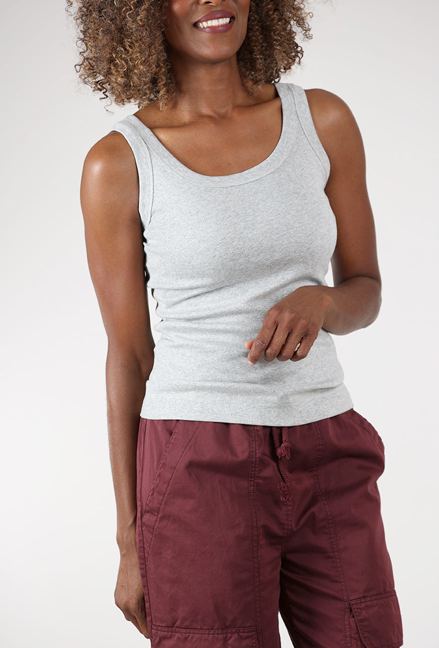Organic Cotton Tank, Melange Gray Angle 4