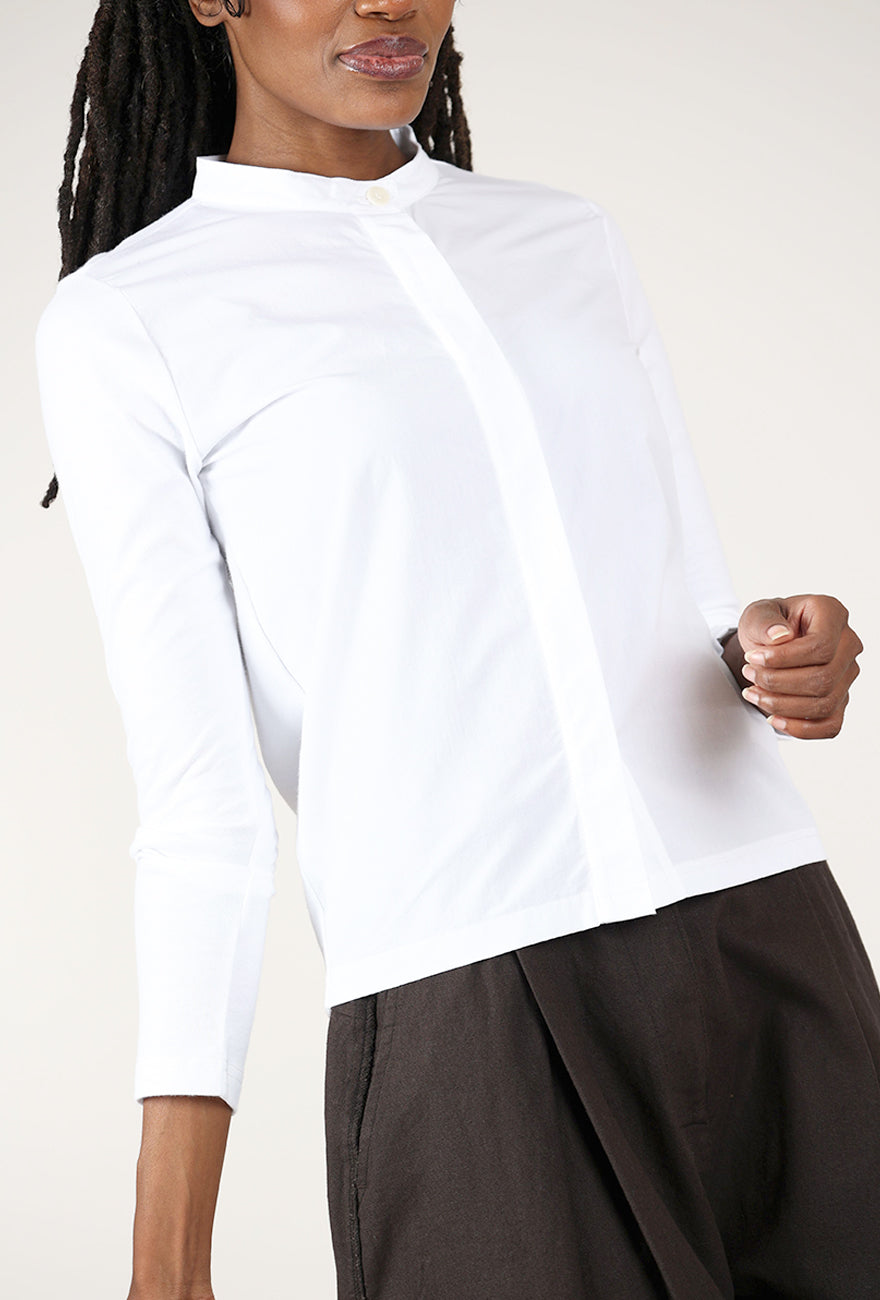 Maisie Poplin/Jersey Shirt, White Angle 4