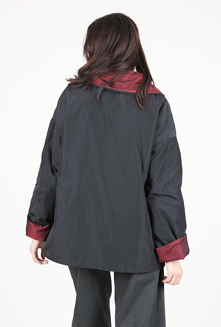 Olivia Two-Tone Taffeta Metropolitan Topper, Chili/Black 