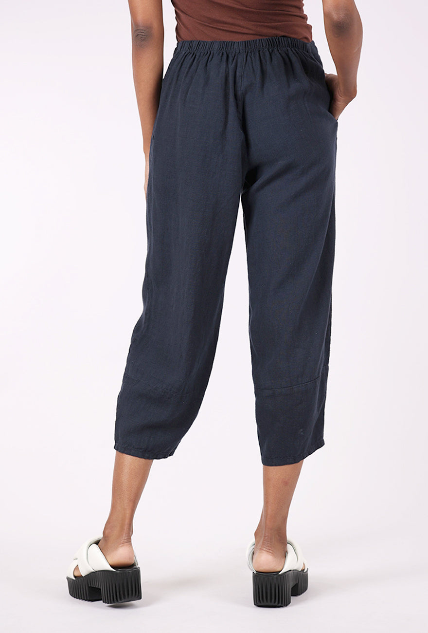 Fenini Linen Lantern Crop Pant, Ink 