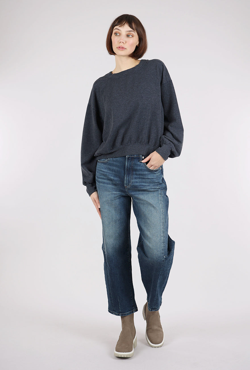 Mododoc Seamed Cropped Sweatshirt, Heather Navy 