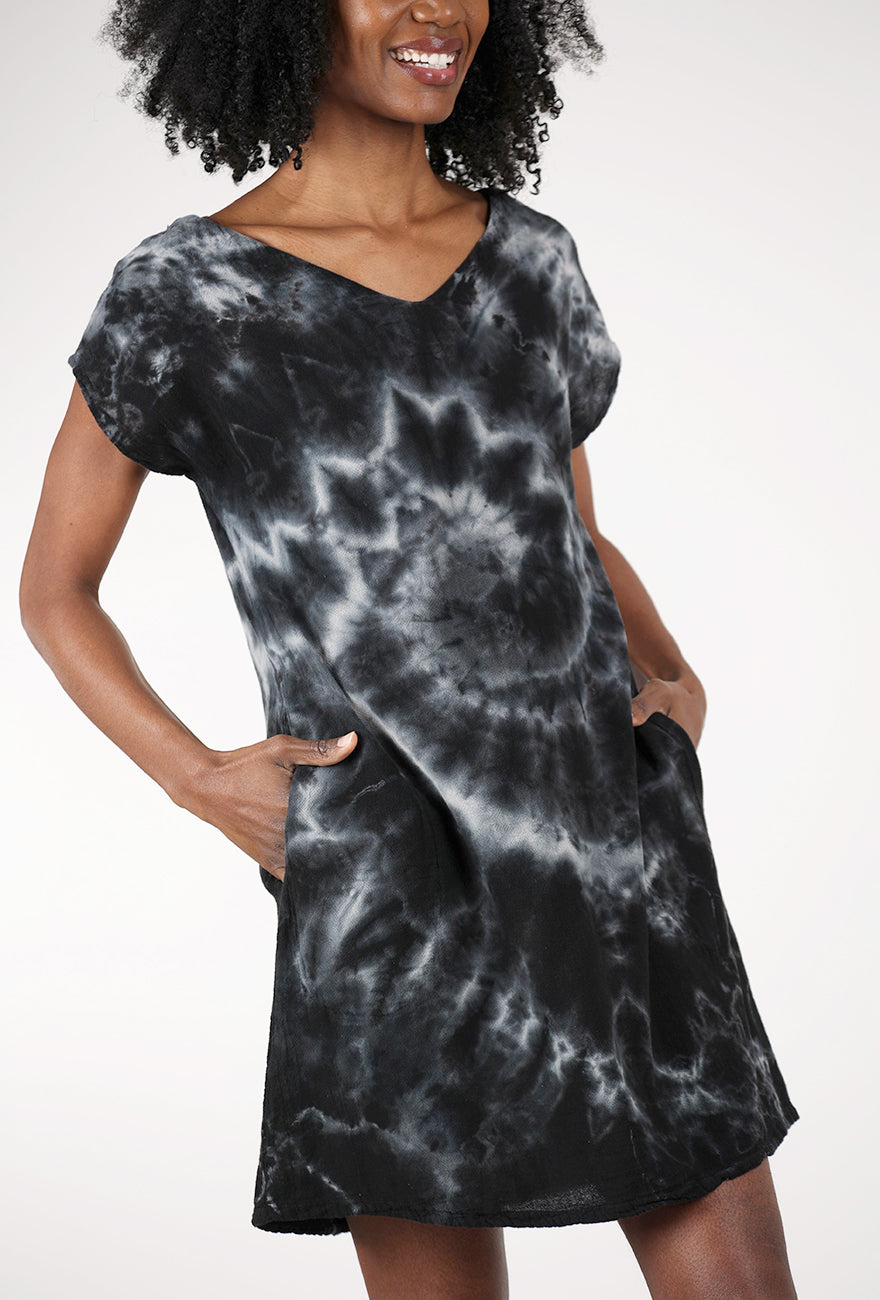 Oh My Gauze Beach Dress, Marble Black 