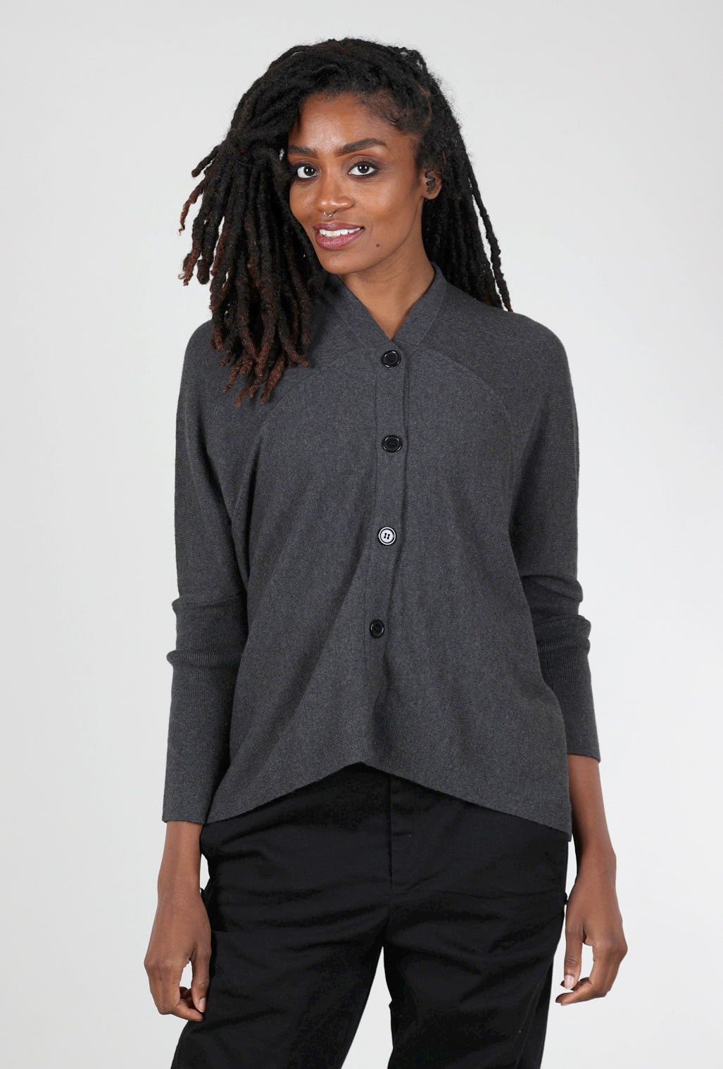 Knit Knit Arched Seam Cardie, Charcoal 