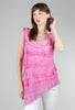 Look Mode Tattered Tiers Top, Fuchsia 