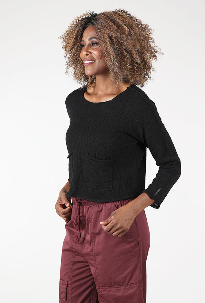 Paper Temples Longer Sleeve Reverse Sweater, Black 
