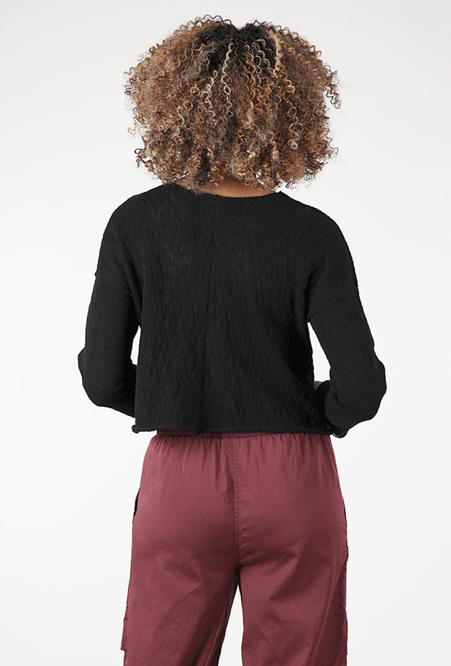 Paper Temples Longer Sleeve Reverse Sweater, Black 