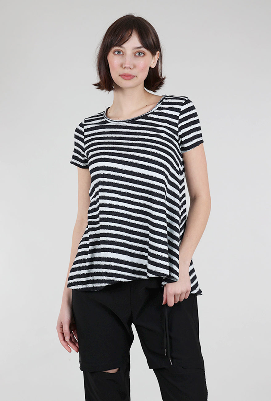 Rundholz Luxe Jersey Stripe S/S Tee, Black/White 