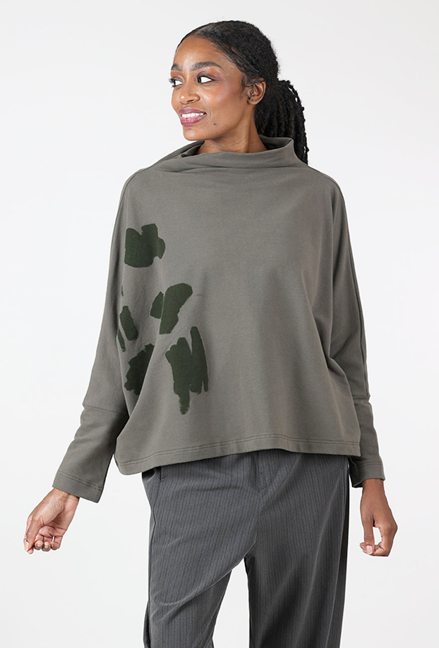 Funnel Dolman Fleece Top, Khaki
