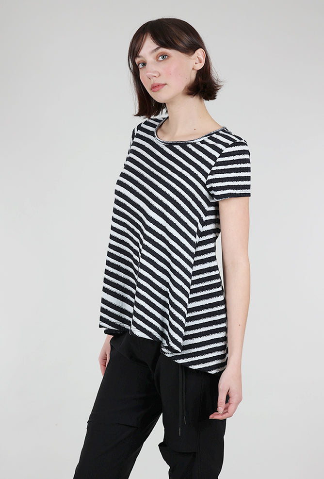 Rundholz Luxe Jersey Stripe S/S Tee, Black/White 