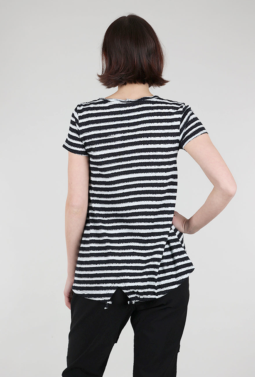 Rundholz Luxe Jersey Stripe S/S Tee, Black/White 